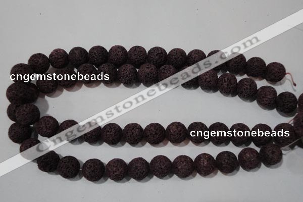 CLV479 15.5 inches 14mm round dyed purple lava beads wholesale