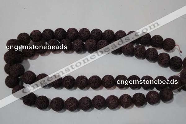 CLV479 15.5 inches 14mm round dyed purple lava beads wholesale