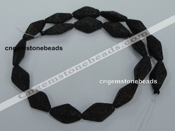 CLV48 15 inches 13*23mm rhombus black natural lava beads wholesale