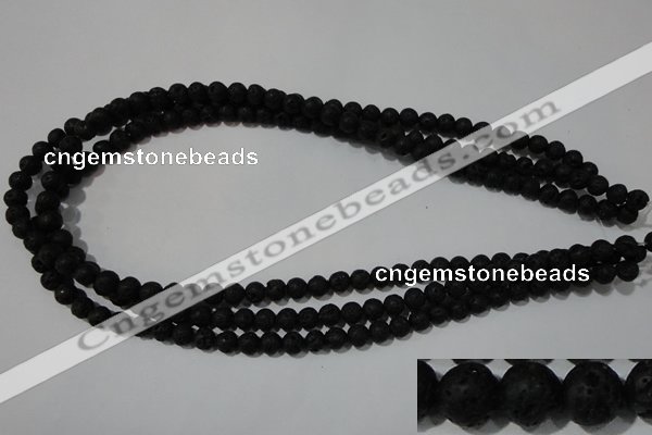 CLV483 15.5 inches 6mm round black lava beads wholesale