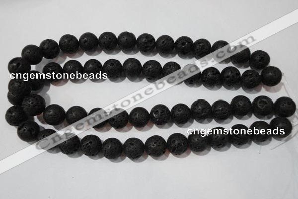 CLV487 15.5 inches 14mm round black lava beads wholesale