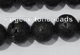 CLV488 15.5 inches 16mm round black lava beads wholesale