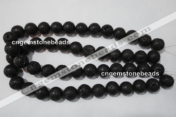 CLV488 15.5 inches 16mm round black lava beads wholesale
