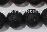 CLV490 15.5 inches 20mm round black lava beads wholesale