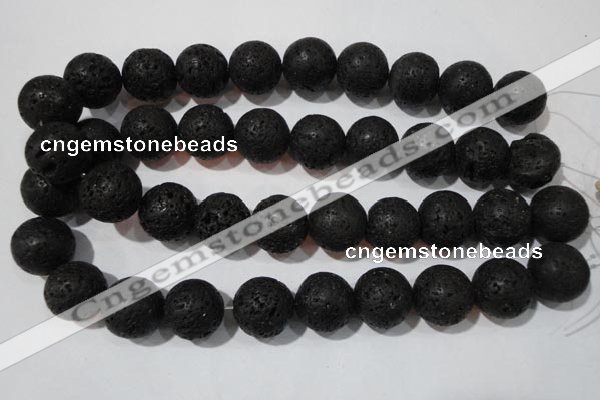 CLV490 15.5 inches 20mm round black lava beads wholesale