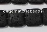 CLV495 15.5 inches 20*20mm square black lava beads wholesale