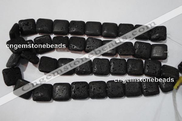 CLV495 15.5 inches 20*20mm square black lava beads wholesale