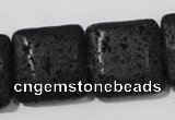 CLV496 15.5 inches 25*25mm square black lava beads wholesale