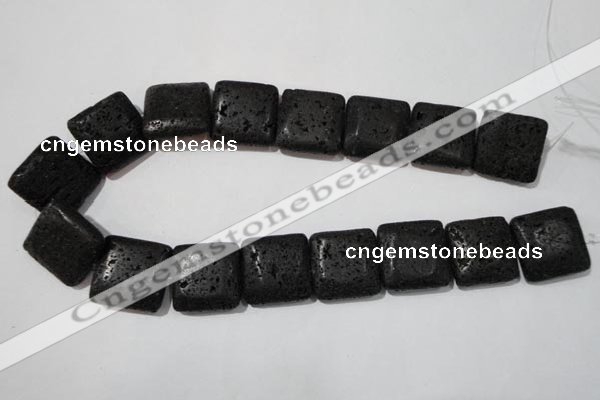 CLV496 15.5 inches 25*25mm square black lava beads wholesale