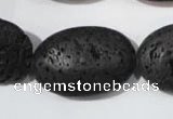 CLV508 15.5 inches 20*30mm oval black lava beads wholesale