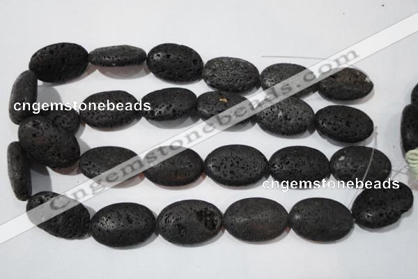 CLV508 15.5 inches 20*30mm oval black lava beads wholesale