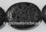 CLV509 15.5 inches 30*40mm oval black lava beads wholesale