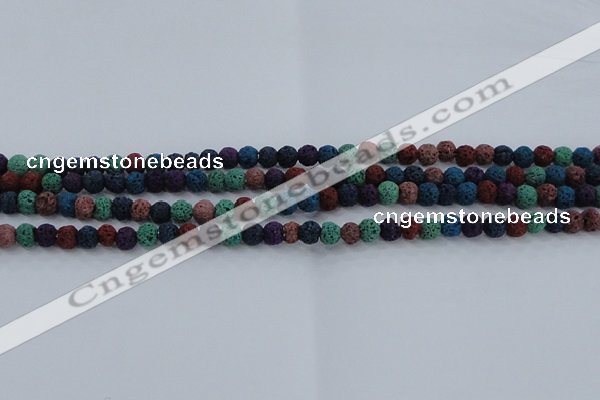 CLV520 15.5 inches 4mm round mixed lava beads wholesale