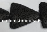 CLV53 15 inches 26*28mm triangle black natural lava beads wholesale