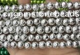 CLV531 15.5 inches 6mm round plated lava beads wholesale