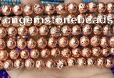 CLV532 15.5 inches 6mm round plated lava beads wholesale