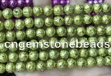 CLV535 15.5 inches 6mm round plated lava beads wholesale