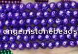 CLV539 15.5 inches 6mm round plated lava beads wholesale