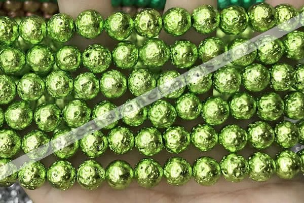 CLV546 15.5 inches 8mm round plated lava beads wholesale