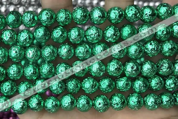 CLV547 15.5 inches 8mm round plated lava beads wholesale