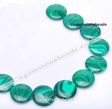 CMA08 15.5 inches 25mm coin imitate malachite beads wholesale