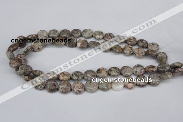 CMB08 15.5 inches 14mm flat round natural medical stone beads
