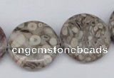 CMB12 15.5 inches 25mm flat round natural medical stone beads