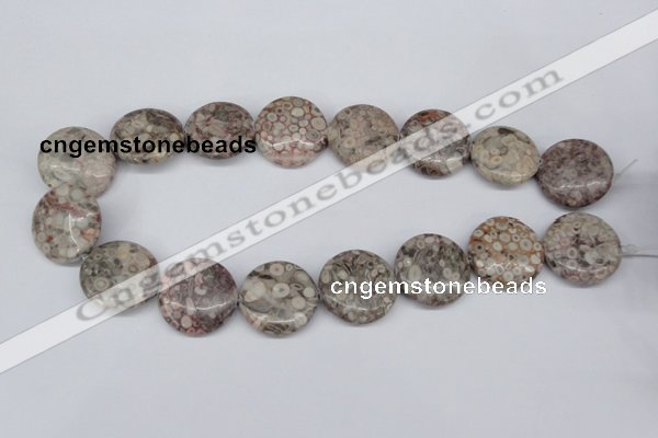 CMB12 15.5 inches 25mm flat round natural medical stone beads