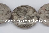 CMB14 15.5 inches 30mm flat round natural medical stone beads