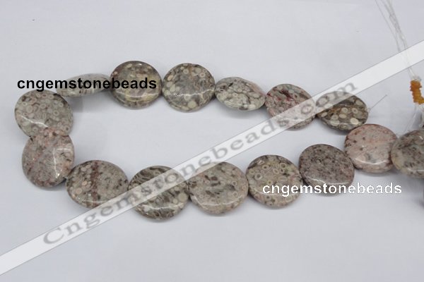 CMB14 15.5 inches 30mm flat round natural medical stone beads