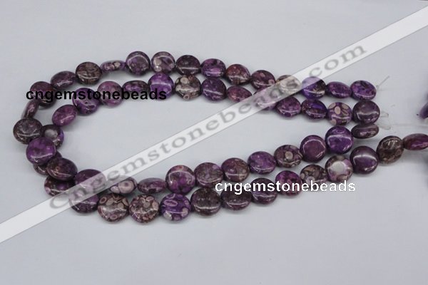 CMB30 15.5 inches 14mm flat round dyed natural medical stone beads