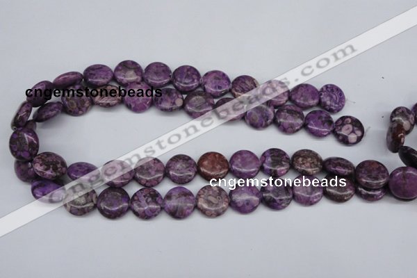 CMB31 15.5 inches 16mm flat round dyed natural medical stone beads