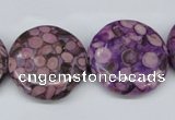 CMB32 15.5 inches 25mm flat round dyed natural medical stone beads