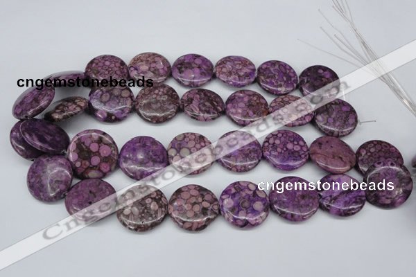 CMB32 15.5 inches 25mm flat round dyed natural medical stone beads