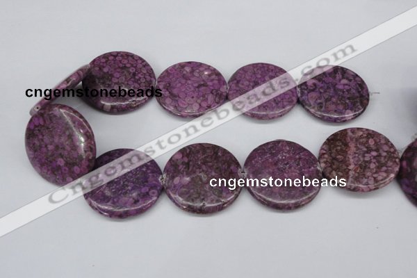 CMB34 15.5 inches 40mm flat round dyed natural medical stone beads