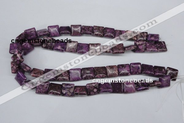 CMB37 15.5 inches 14*14mm square dyed natural medical stone beads