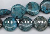 CMB42 15.5 inches 16mm flat round dyed natural medical stone beads