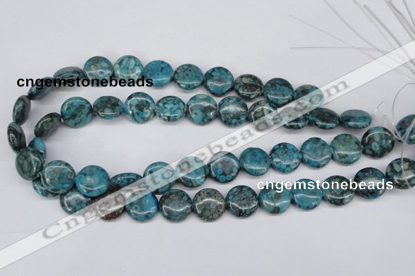 CMB42 15.5 inches 16mm flat round dyed natural medical stone beads