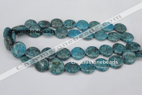 CMB43 15.5 inches 20mm flat round dyed natural medical stone beads