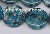 CMB44 15.5 inches 25mm flat round dyed natural medical stone beads