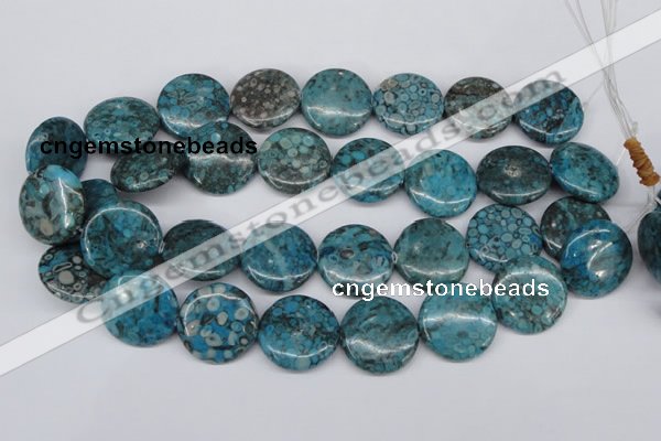 CMB44 15.5 inches 25mm flat round dyed natural medical stone beads