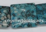 CMB55 15.5 inches 30*30mm square dyed natural medical stone beads