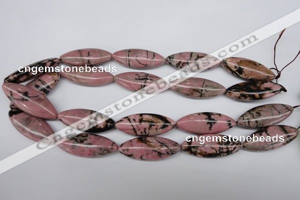 CME08 15.5 inches 15*40mm marquise rhodonite gemstone beads