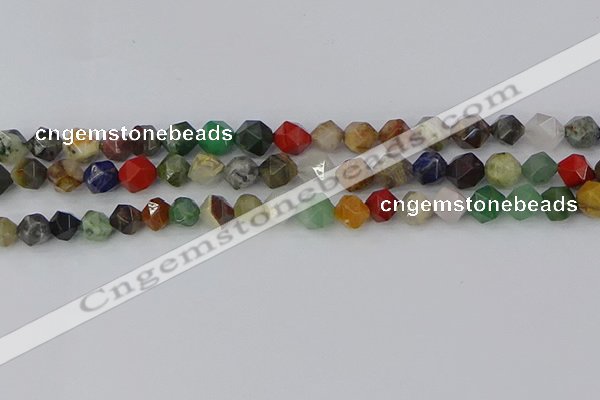 CME107 15.5 inches 8mm faceted nuggets mixed gemstone beads