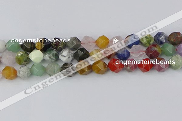 CME109 15.5 inches 12mm faceted nuggets mixed gemstone beads