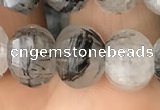 CME207 15.5 inches 7*9mm - 8*10mm pumpkin black rutilated quartz beads