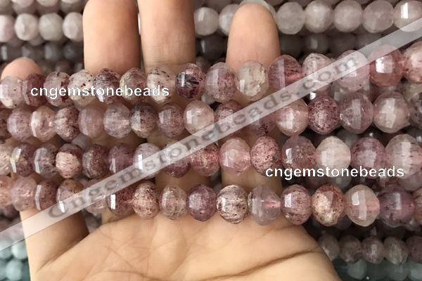 CME208 15.5 inches 7*9mm - 8*10mm pumpkin strawberry quartz beads