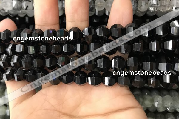 CME213 15.5 inches 7*9mm - 8*10mm pumpkin black quartz beads