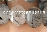 CME237 15.5 inches 10*11mm - 10*12mm pumpkin black rutilated quartz beads