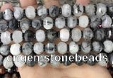 CME302 15.5 inches 8*11mm - 9*12mm pumpkin black rutilated quartz beads